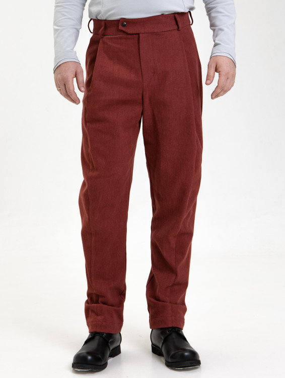 Брюки из джинсы условно красные