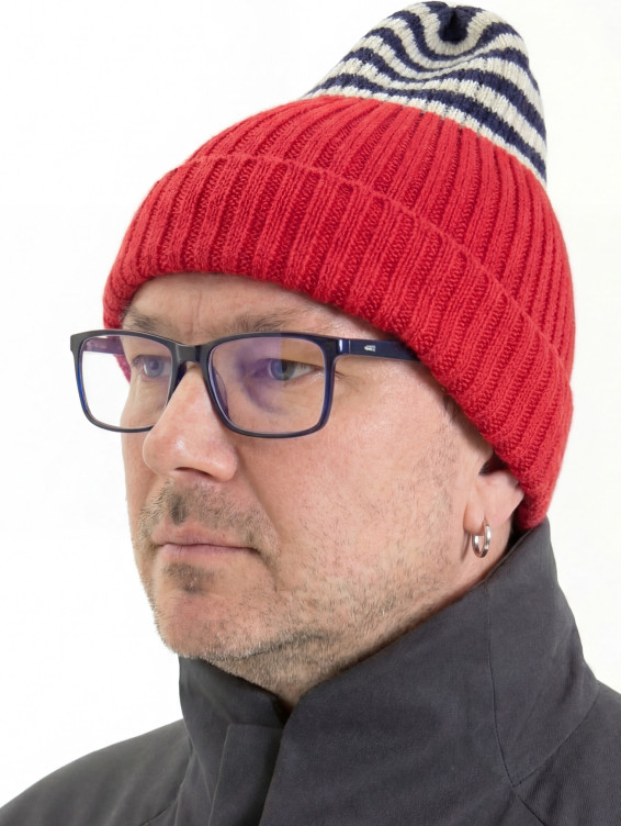 Шапка ko-ko-ko красная с синими полосками