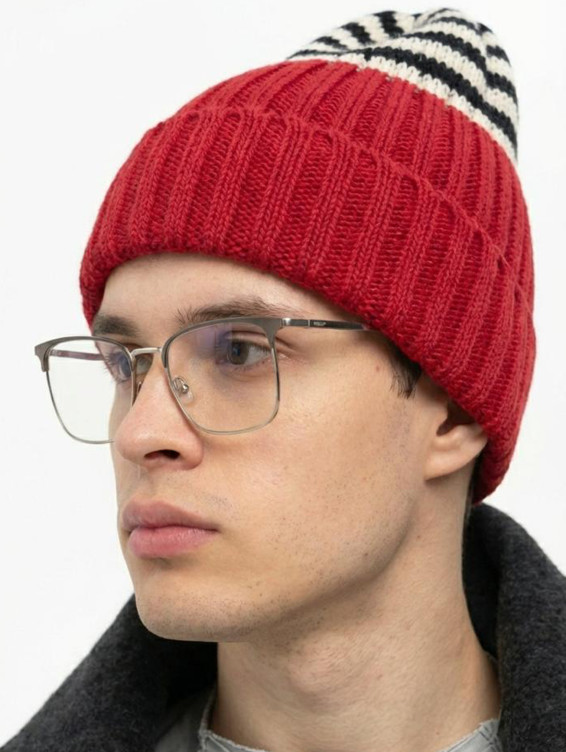 Шапка ko-ko-ko красная с синими полосками