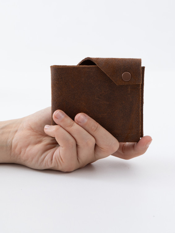 Кожаный складной кошелек коричневый