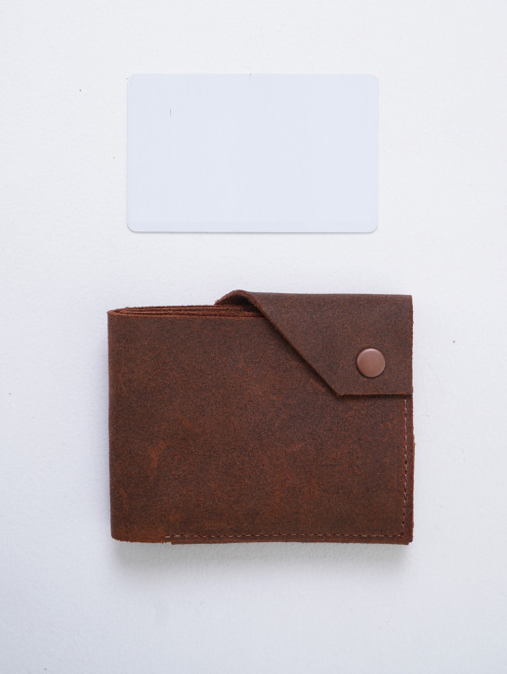 Кожаный складной кошелек коричневый