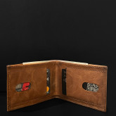 Тонкий кожаный кошелек рыжий с винтажным эффектом