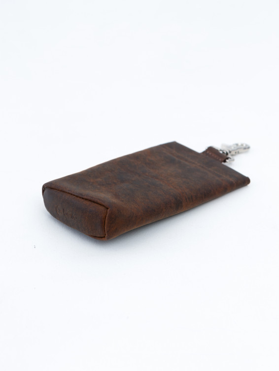 Подвесной кожаный очечник коричневый с винтажным эффектом