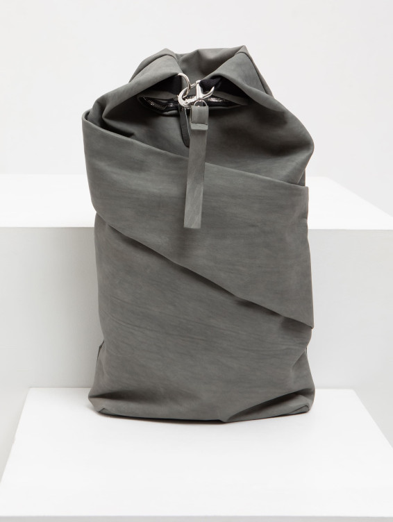 Роллтоп кожаный серый с винтажным эффектом