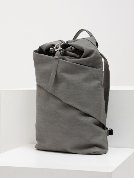 Роллтоп кожаный серый с винтажным эффектом