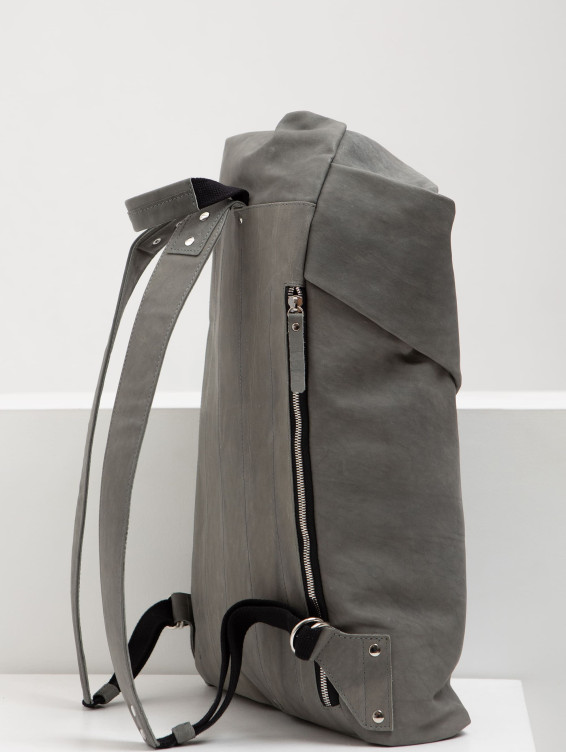 Роллтоп кожаный серый с винтажным эффектом