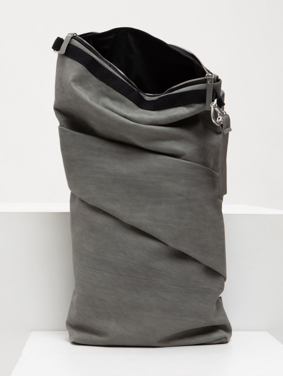 Роллтоп кожаный серый с винтажным эффектом