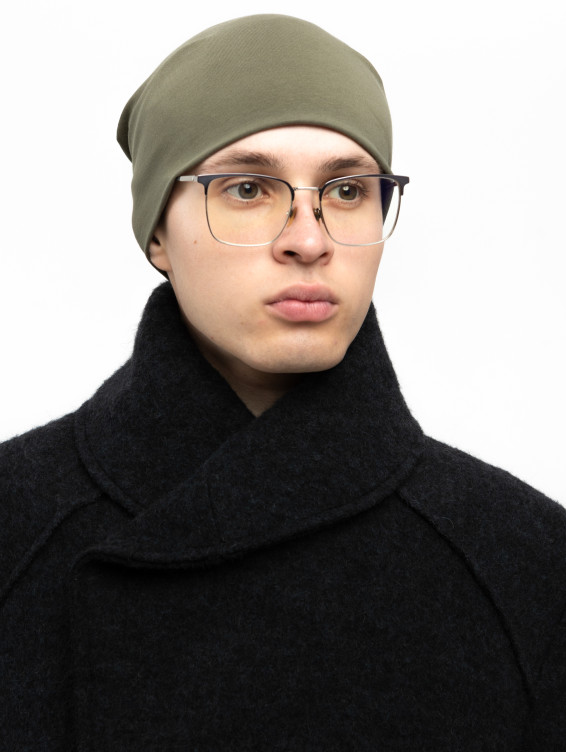 Шапка бини двухслойная зеленая