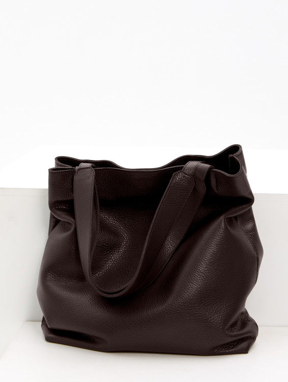 Кожаная сумка-тоут коричневая