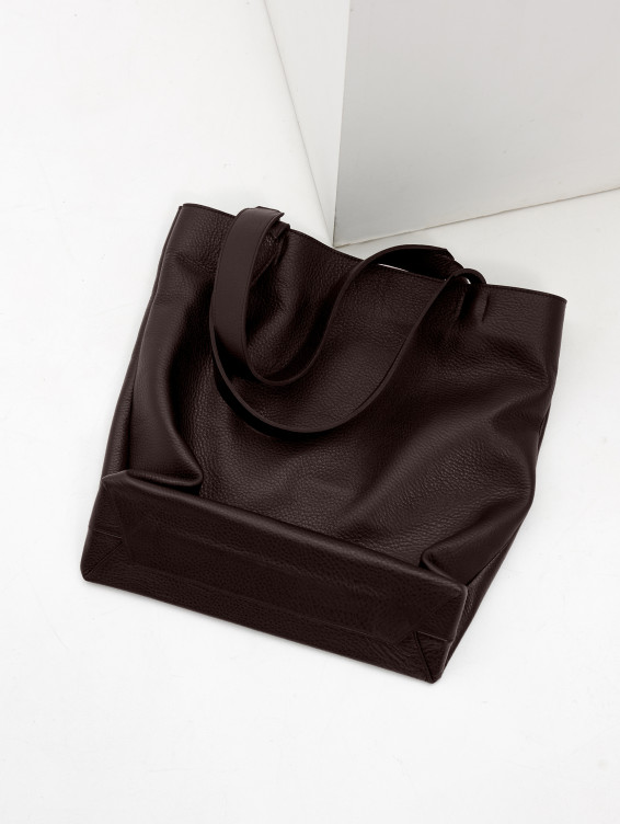 Кожаная сумка-тоут коричневая