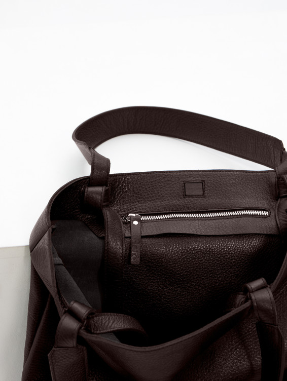 Кожаная сумка-тоут коричневая