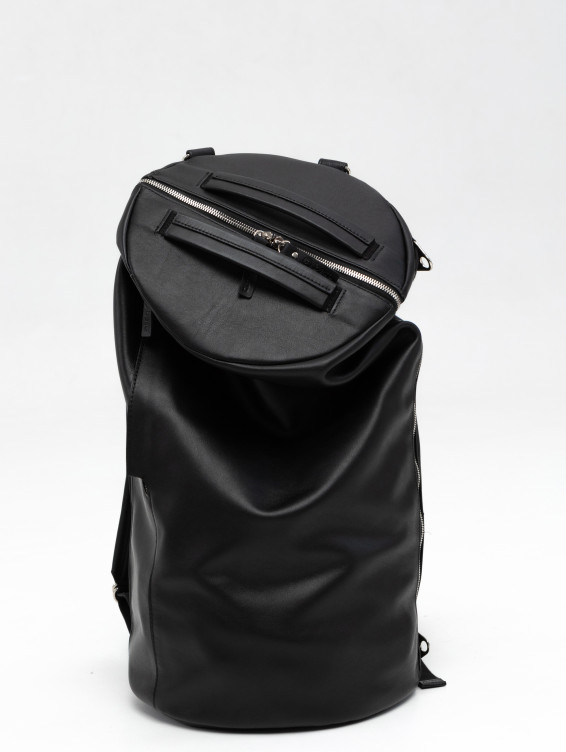 Кожаная сумка-рюкзак черная