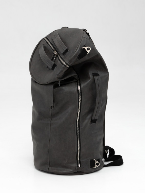 Кожаная сумка-рюкзак темно-серая