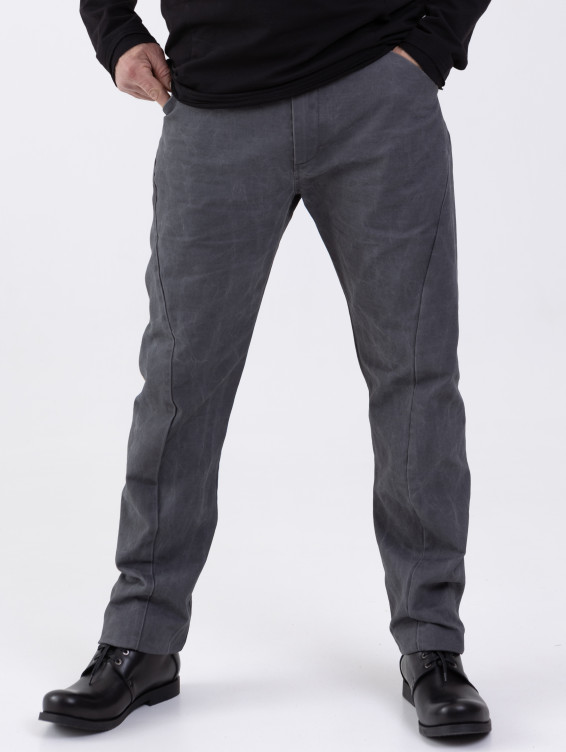Брюки прямые хлопковые серые