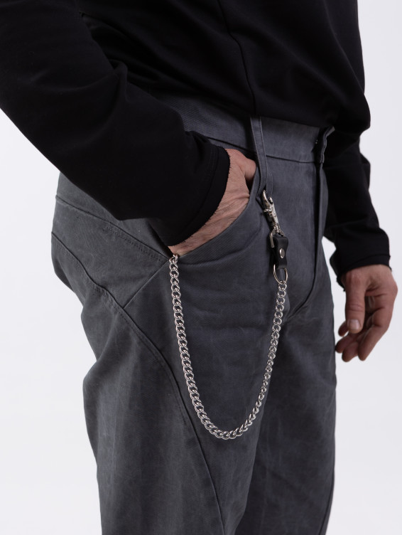 Брюки прямые хлопковые серые