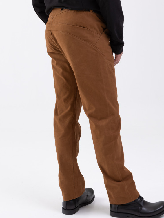 Брюки прямые хлопковые горчичные