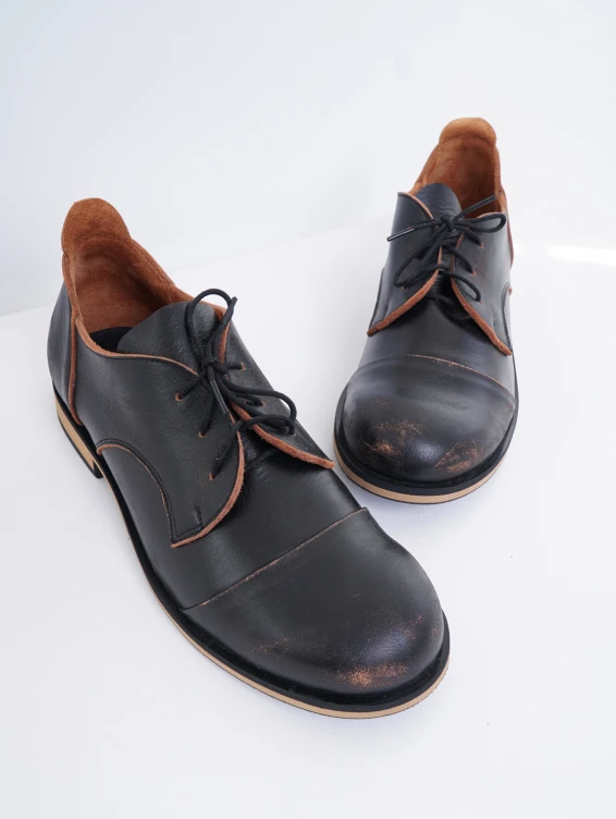 Кожаные туфли Барселона черно-коричневые