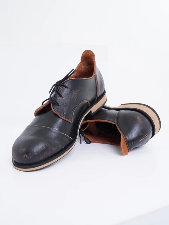 Кожаные туфли Барселона черно-коричневые