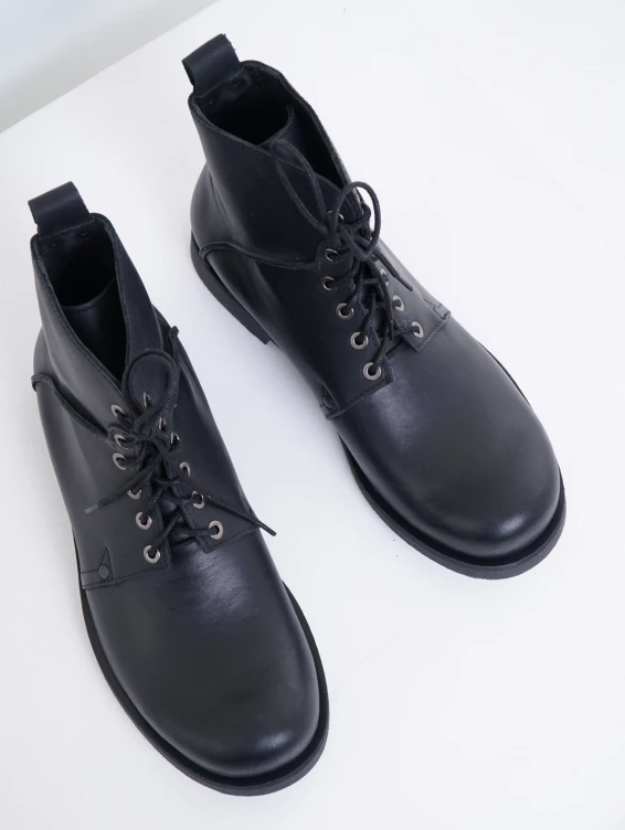 Кожаные ботинки черные