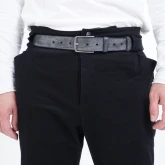 Серый кожаный ремень с винтажным эффектом