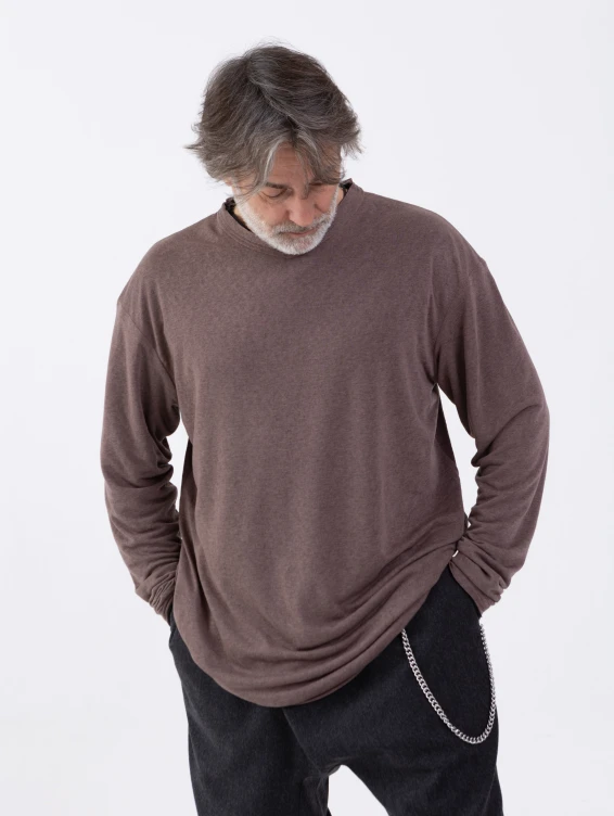 Коричнево-черный двухслойный лонгслив