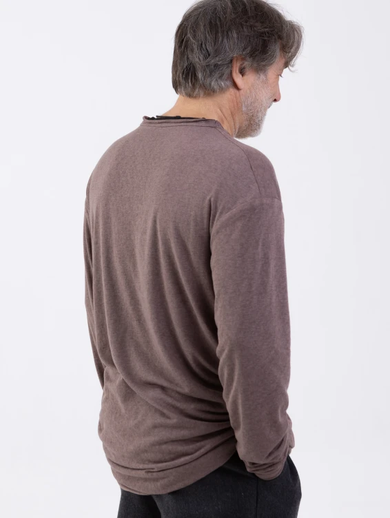 Коричнево-черный двухслойный лонгслив