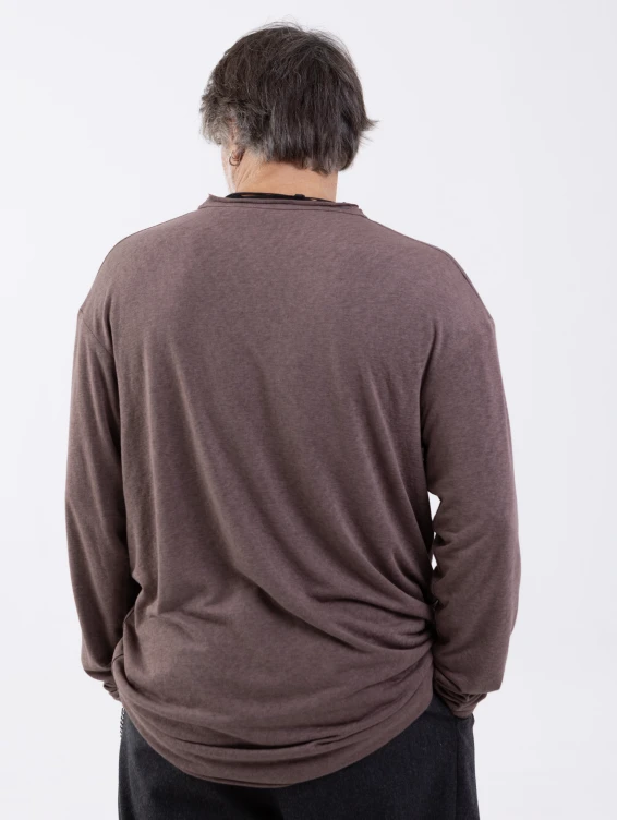 Коричнево-черный двухслойный лонгслив