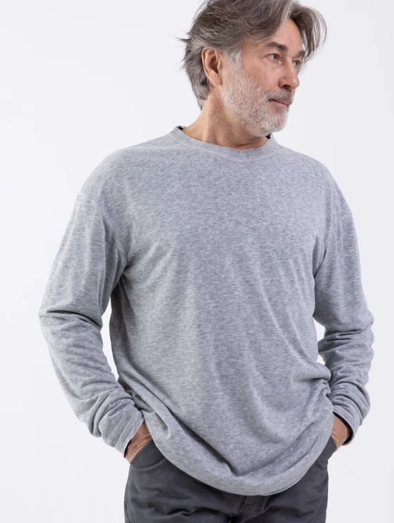 Серо-черный двухслойный лонгслив