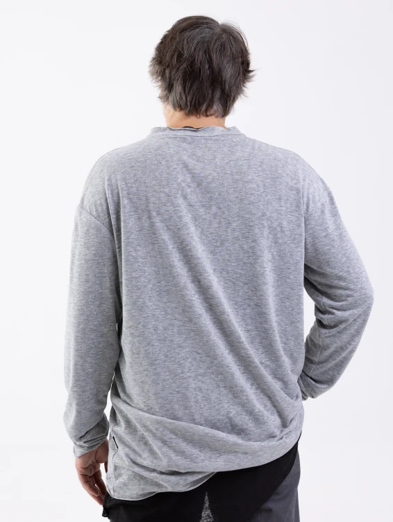 Серо-черный двухслойный лонгслив