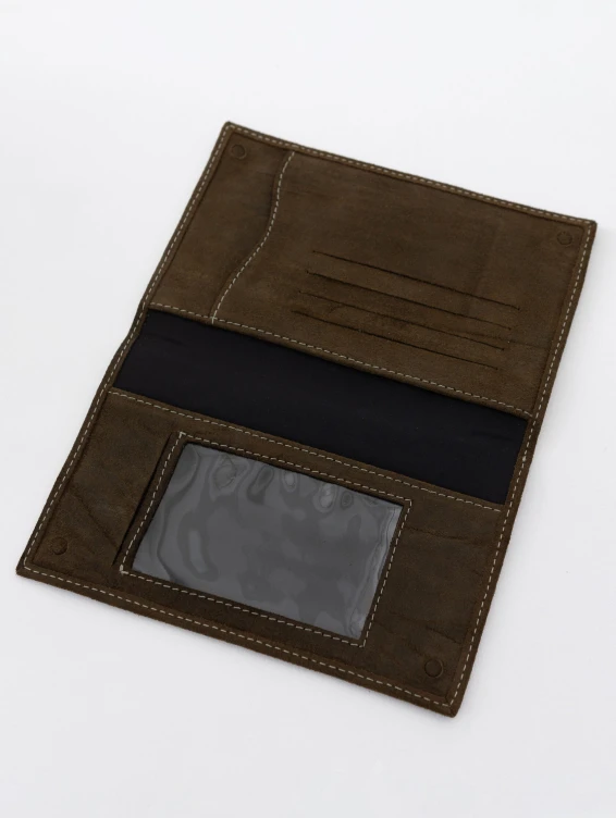 Кожаное портмоне водителя зеленое