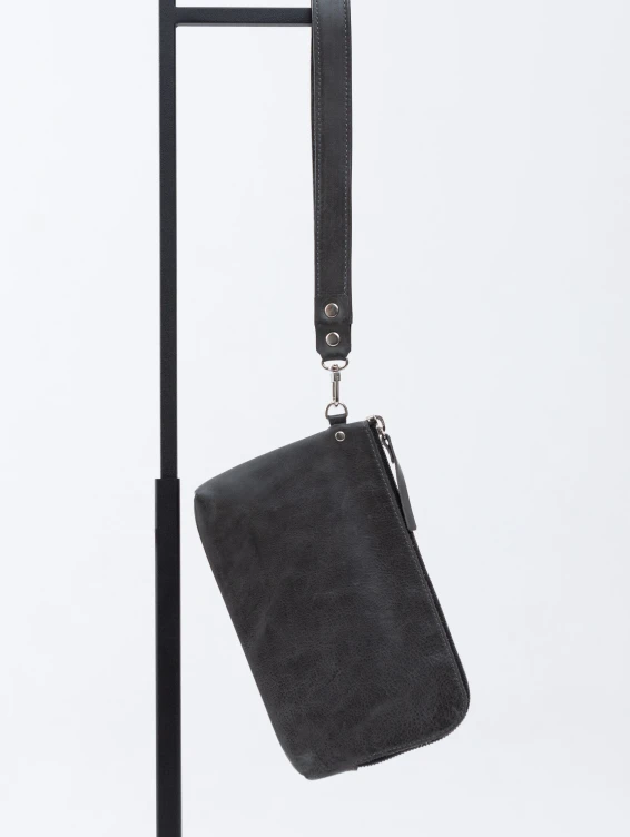 Кожаный клатч темно-серый