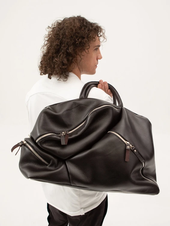 Кожаный саквояж коричневый