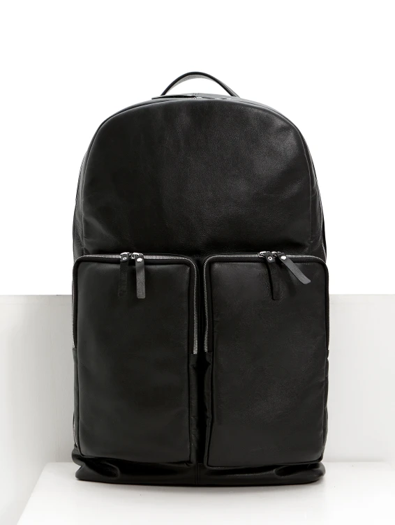 Большой кожаный рюкзак черный