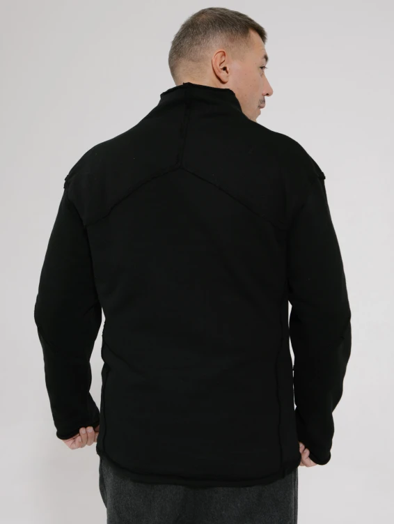 Хлопковый черный свитер-свитшот