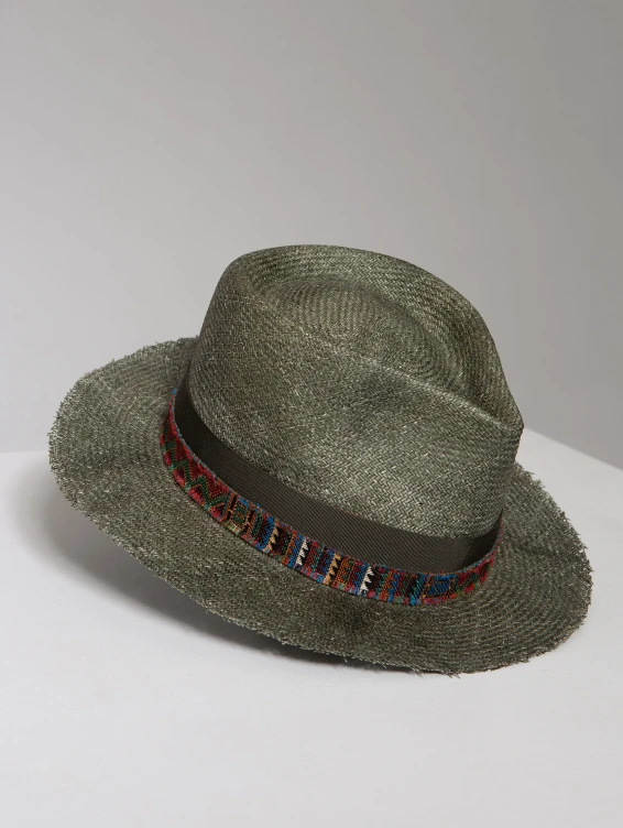 Соломенная шляпа Джек серо-зеленая