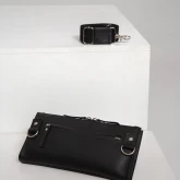 Кожаная сумка с очечником черная - изображение 3