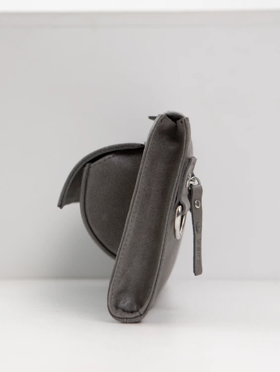 Кожаная сумка с очечником серая