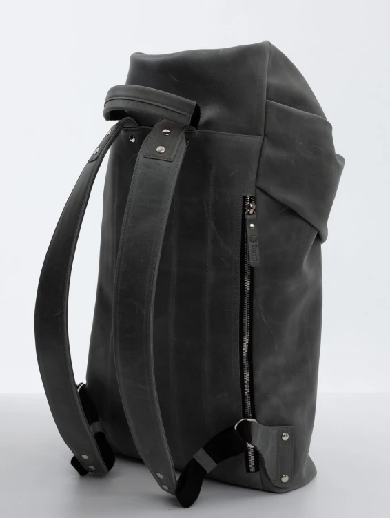 Роллтоп кожаный серый с винтажным эффектом