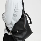 Кожаная сумка-трансформер черная