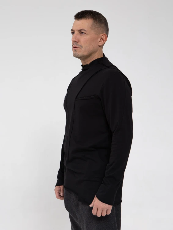 Асимметричная футболка с длинным рукавом черная