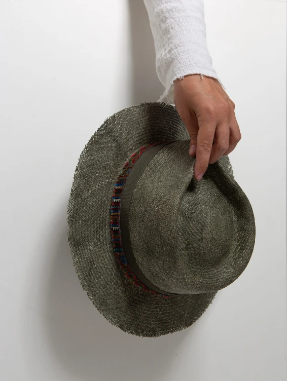Соломенная шляпа Джек серо-зеленая