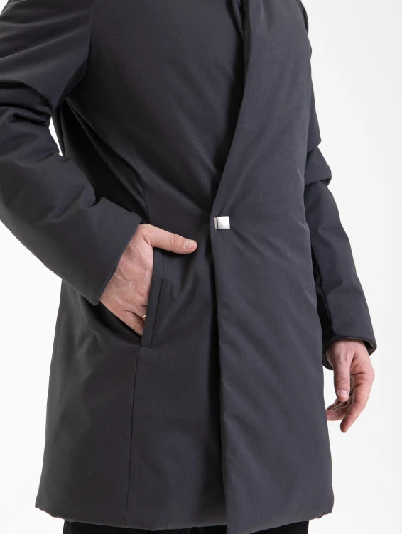 Пальто зимнее средней длины серое