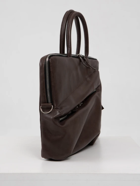 Кожаная сумка для ноутбука коричневая