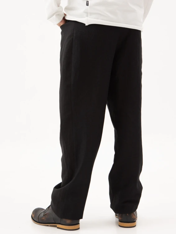 Брюки льняные свободные черные