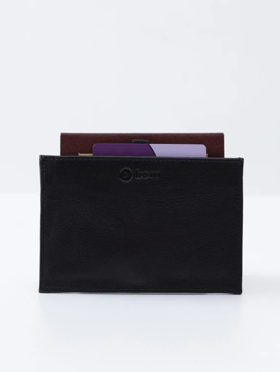 Кожаная обложка-карман для паспорта черная