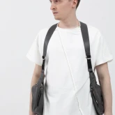 Кожаный жилет темно-серый