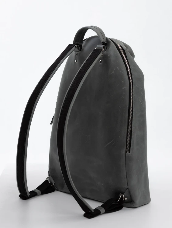 Рюкзак кожаный серый с винтажным эффектом