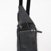 Кожаная сумка-карман темно-серого цвета - изображение 1