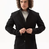 Жакет льняной черный, вид спереди