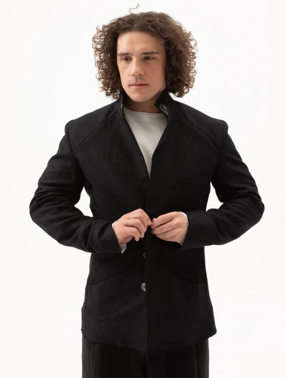 Жакет льняной черный